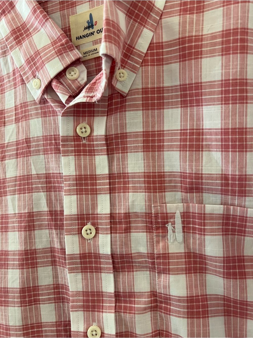 johnnie-O Pink and White Plaid Button-Down Shirt - Picture 2 of 7